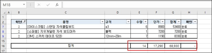 subtotal-함수-결과