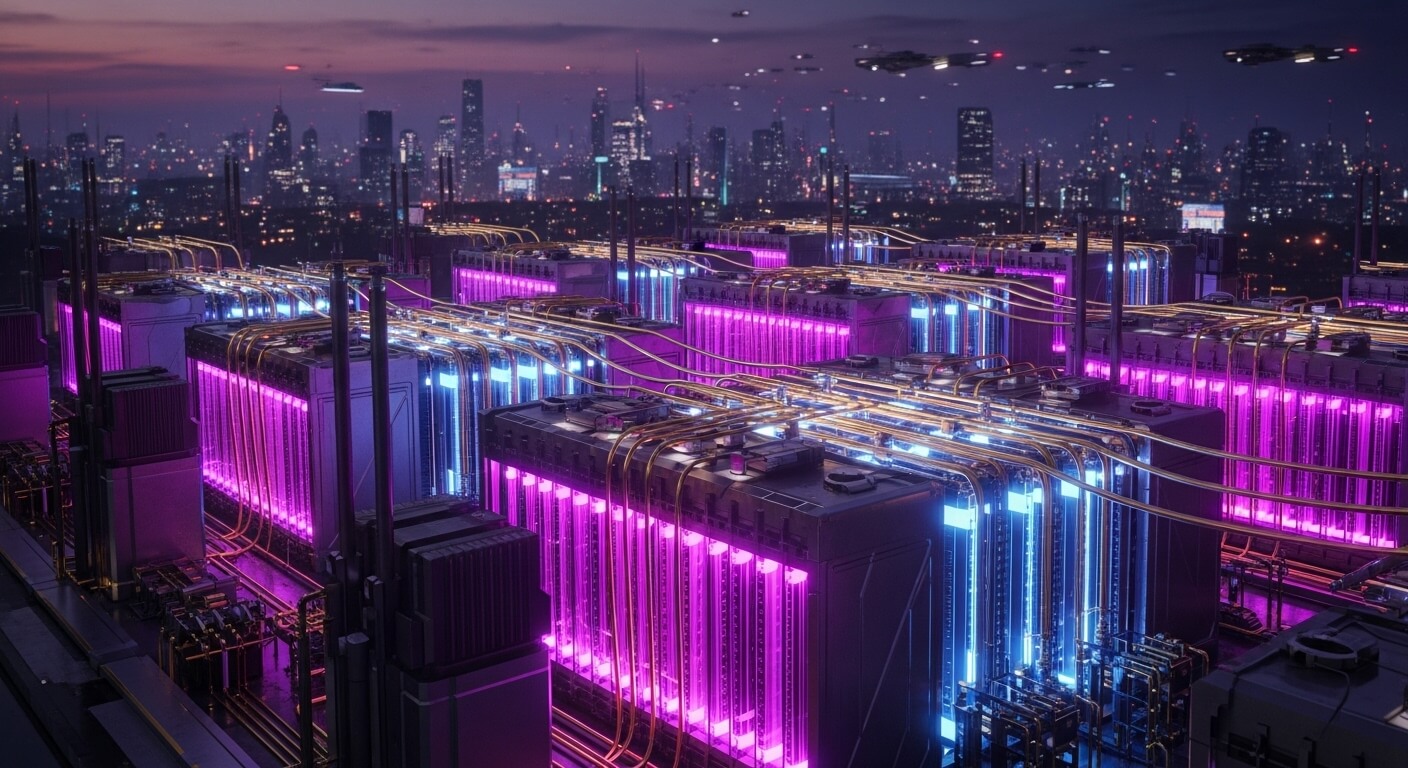 에너지 저장장치 를 이미지화하고있고 뒤에는 도시의 야경임 멋지게 펼쳐짐