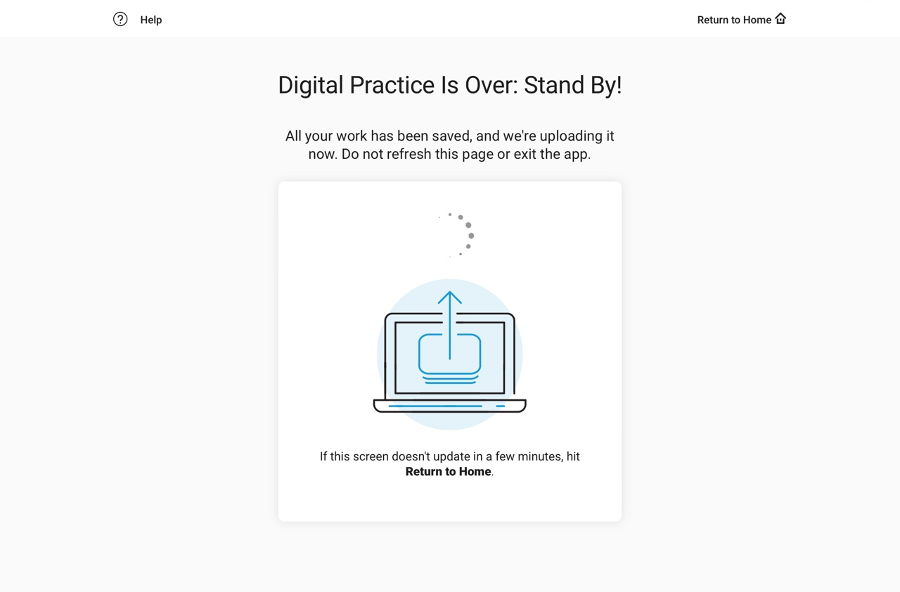 Digital SAT - 모의고사 시험 제출 후 업로드 중인 이미지