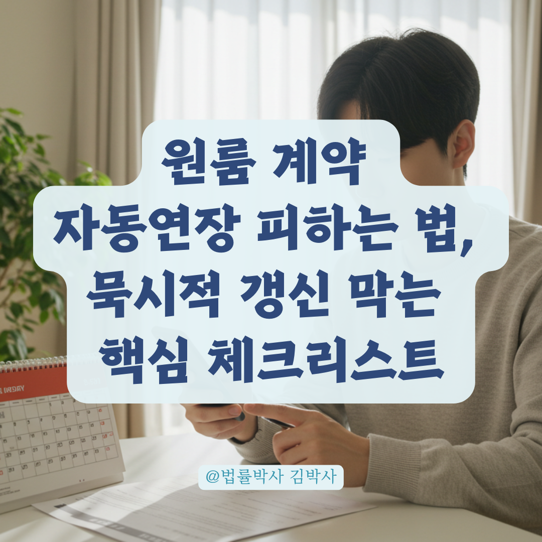 원룸 계약 자동연장된 줄 몰랐다면? 묵시적 갱신 피해 막는 체크리스트.