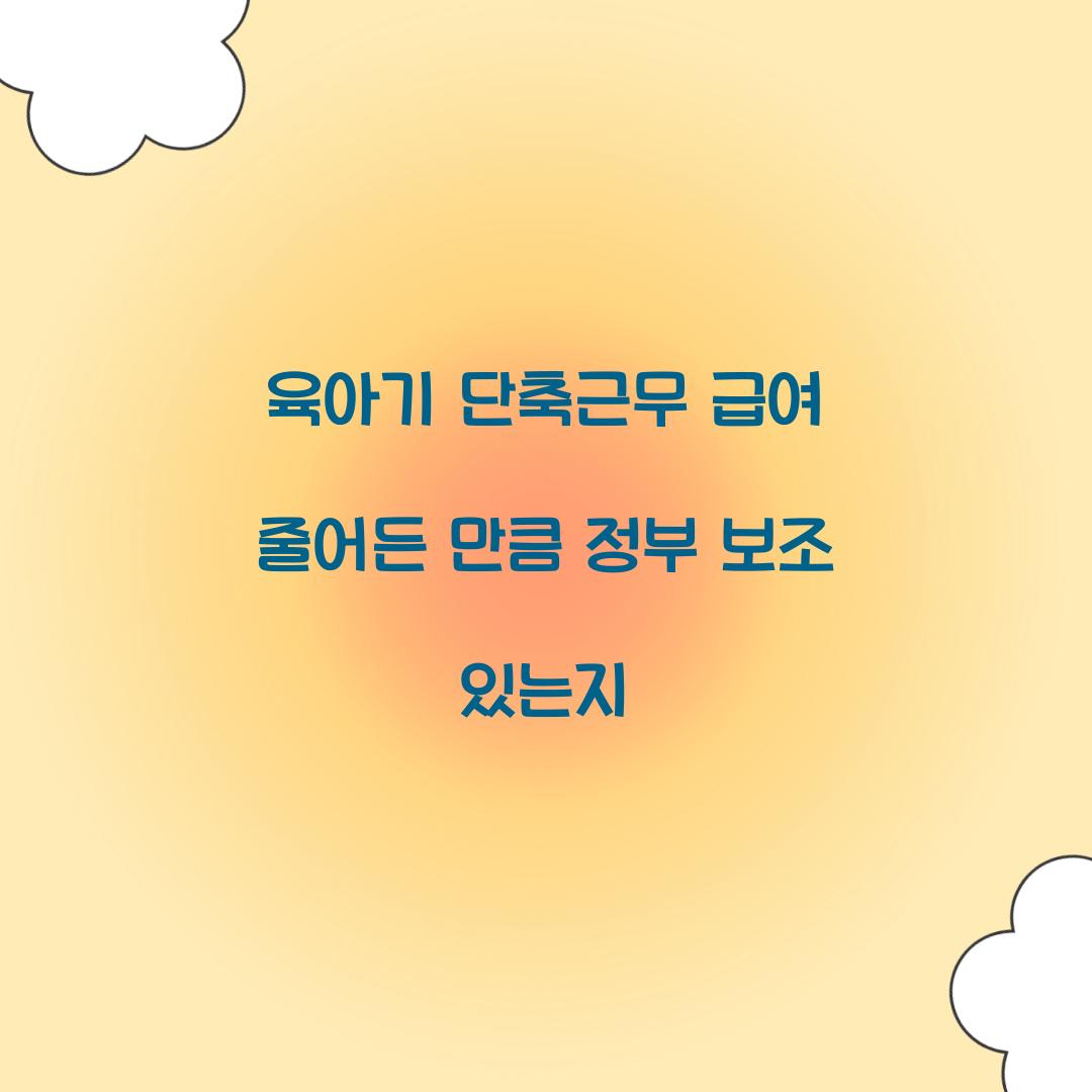 육아기 단축근무 급여 줄어든 만큼 정부 보조 있는지