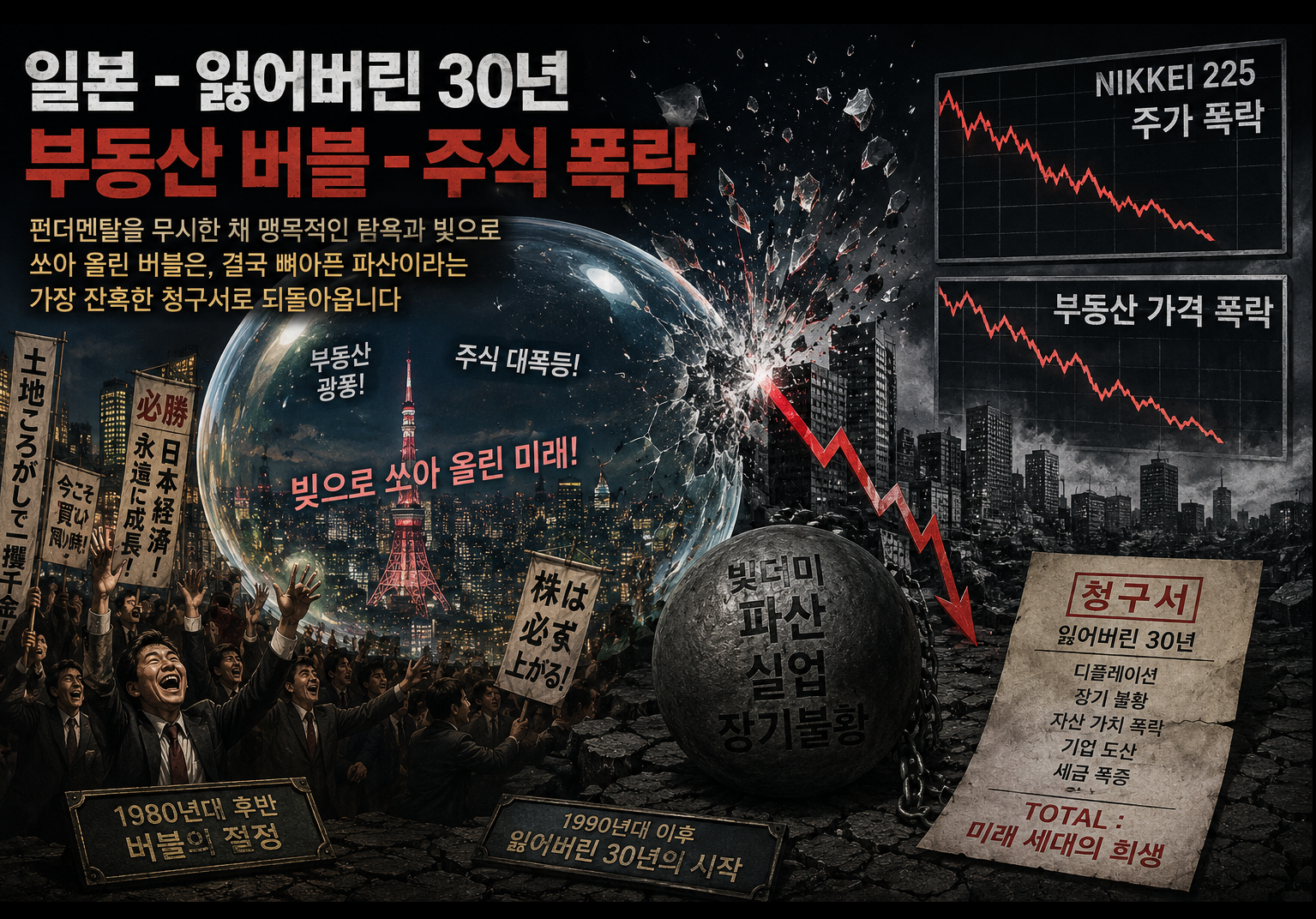 일본 잃어버린 30년 부동산버블, 주식 폭락
