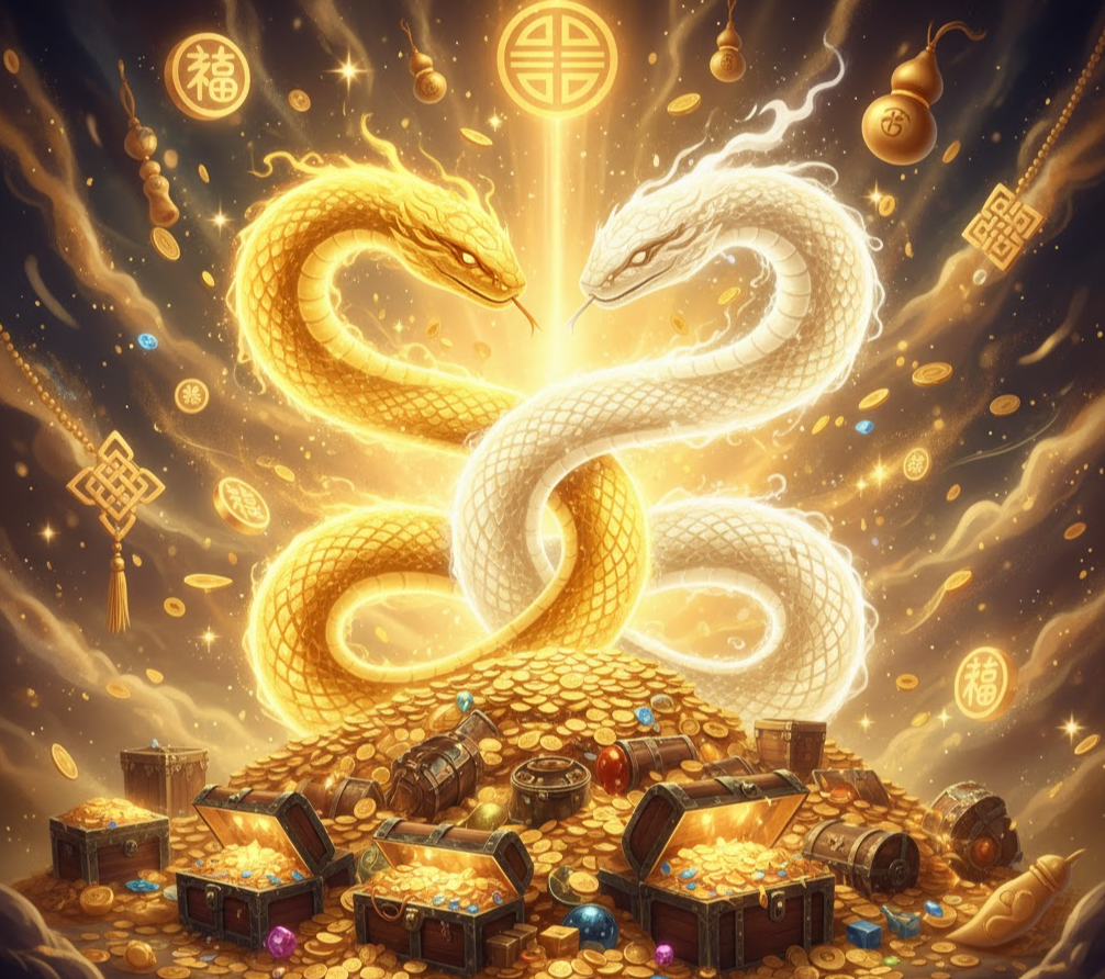 뱀 두 마리 꿈 해몽 - 두 배로 찾아오는 행운