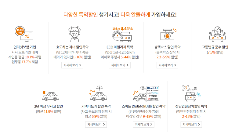 현대해상 자동차 보험 특약 할인 정보