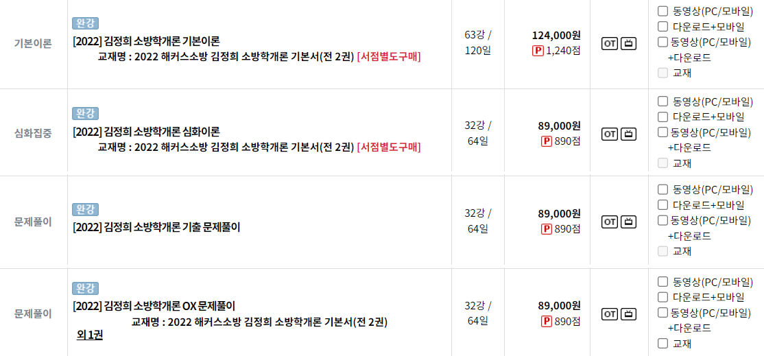 김정희 소방학개론 강의 목록