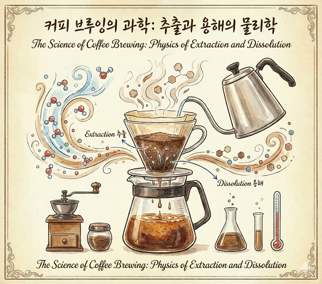 커피 브루잉(Brewing)의 과학: 추출과 용해의 물리학
