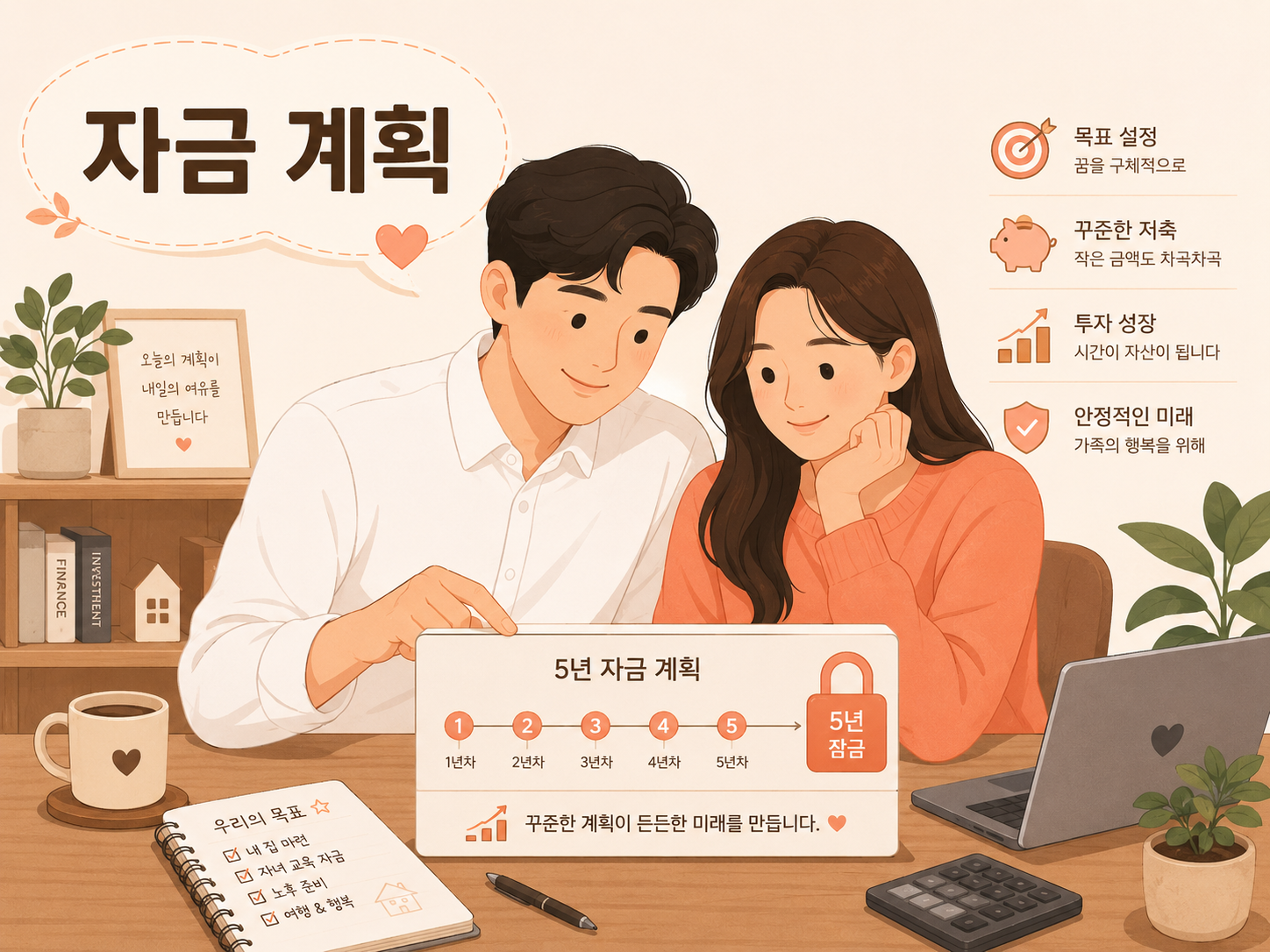 5년 유동성 제약 리스크를 감안해 현명하게 자산을 배분하는 투자자 일러스트
