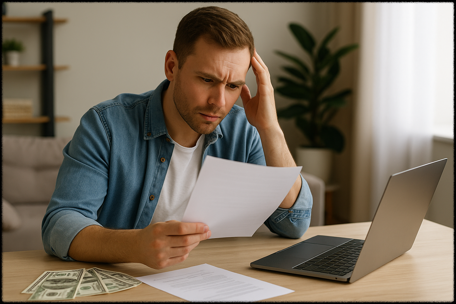 리셀 부업의 수익과 리스크를 체크하는 남성의 이미지