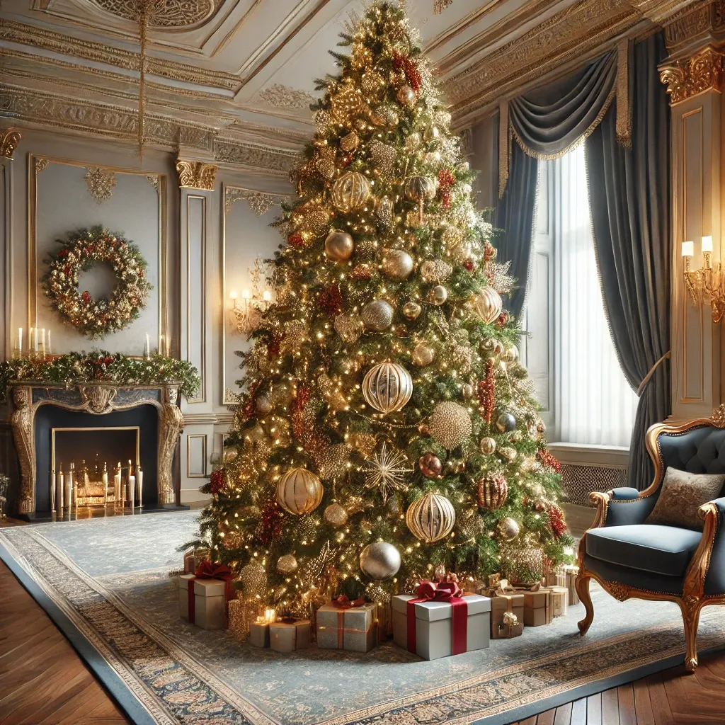 고급스럽고 정교한 장식으로 꾸며진 고가형 PE 인조 크리스마스 트리