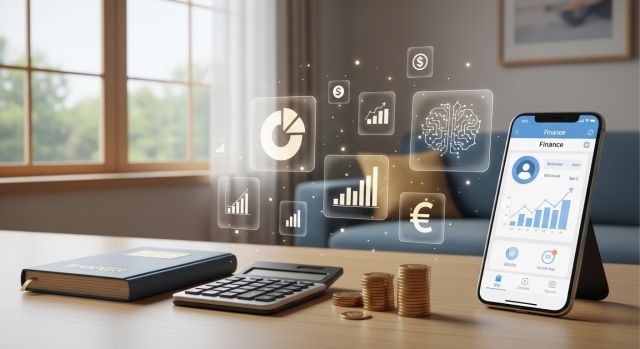 AI 시대 돈 관리와 생활 경제 정보 활용을 상징하는 이미지