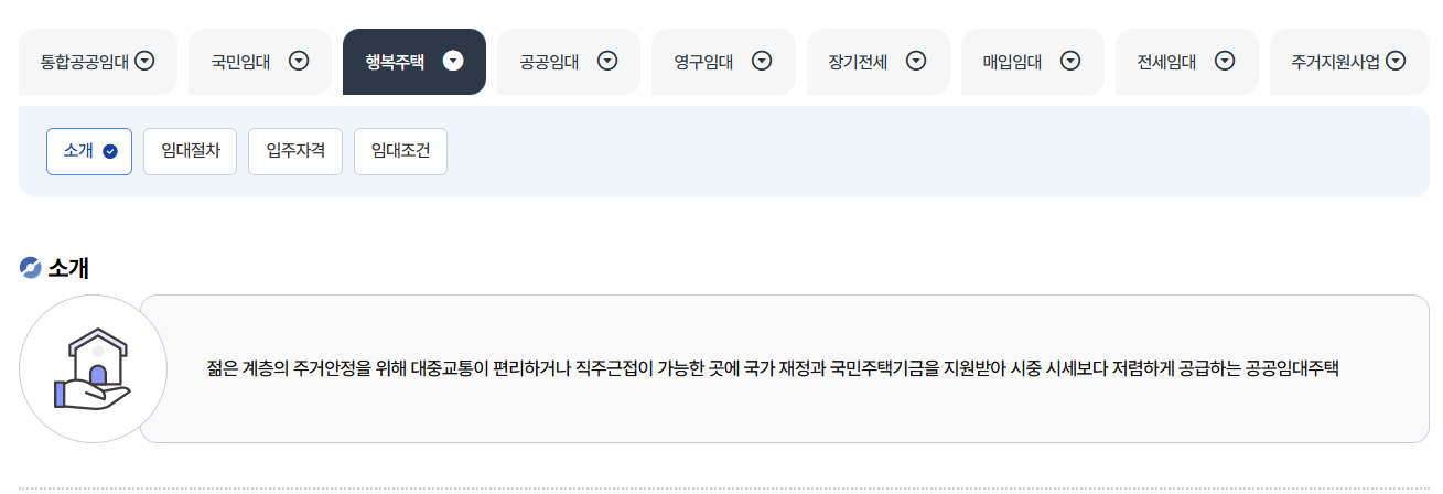 LH 청약센터 행복주택 신청