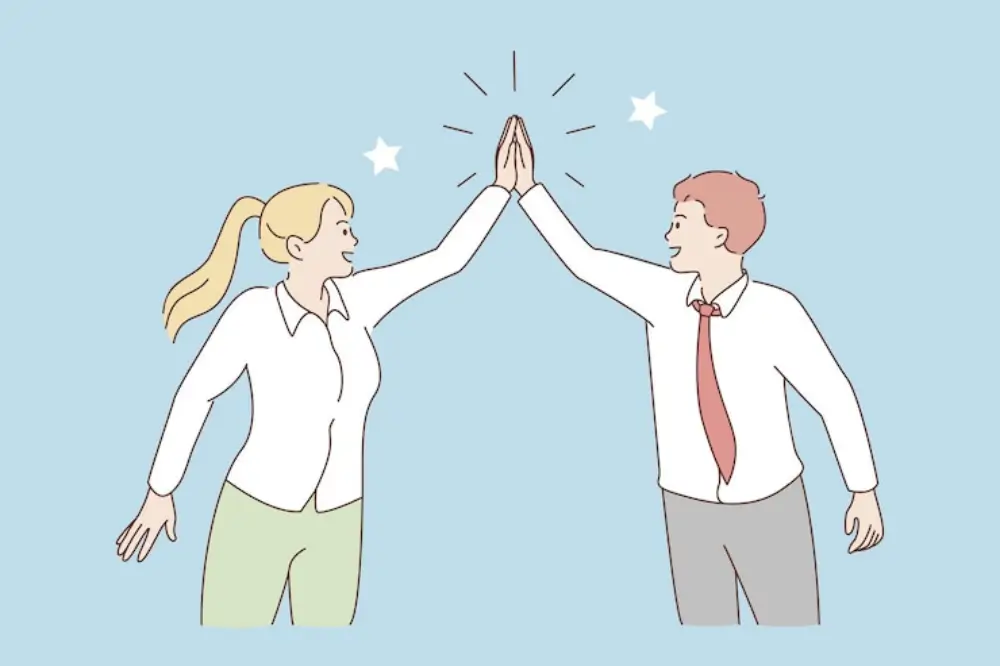 여자와 남자가 서로 손을 맞대고 있는 이미지