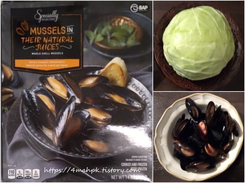 Mussels natural juices-홍합국-양배추