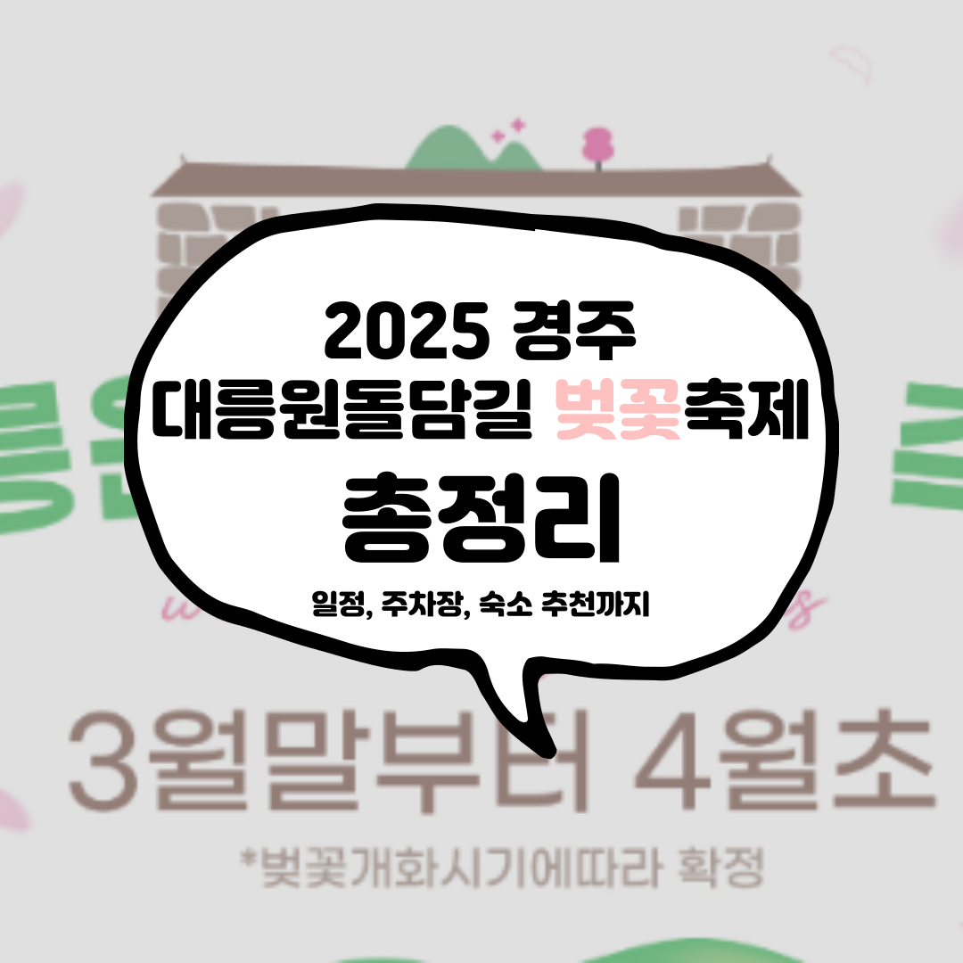2025 대릉원돌담길 벚꽃축제 총정리