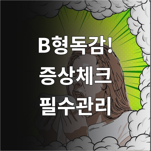 B형 독감 주요 증상 체크리스트와 합..