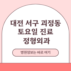 대전 서구 괴정동 토요일 정형외과 진료 병원