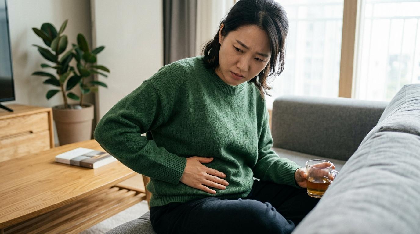 왼쪽 아랫배가 가끔가다 따끔따금 뭐가 찌르는 거 같아요.