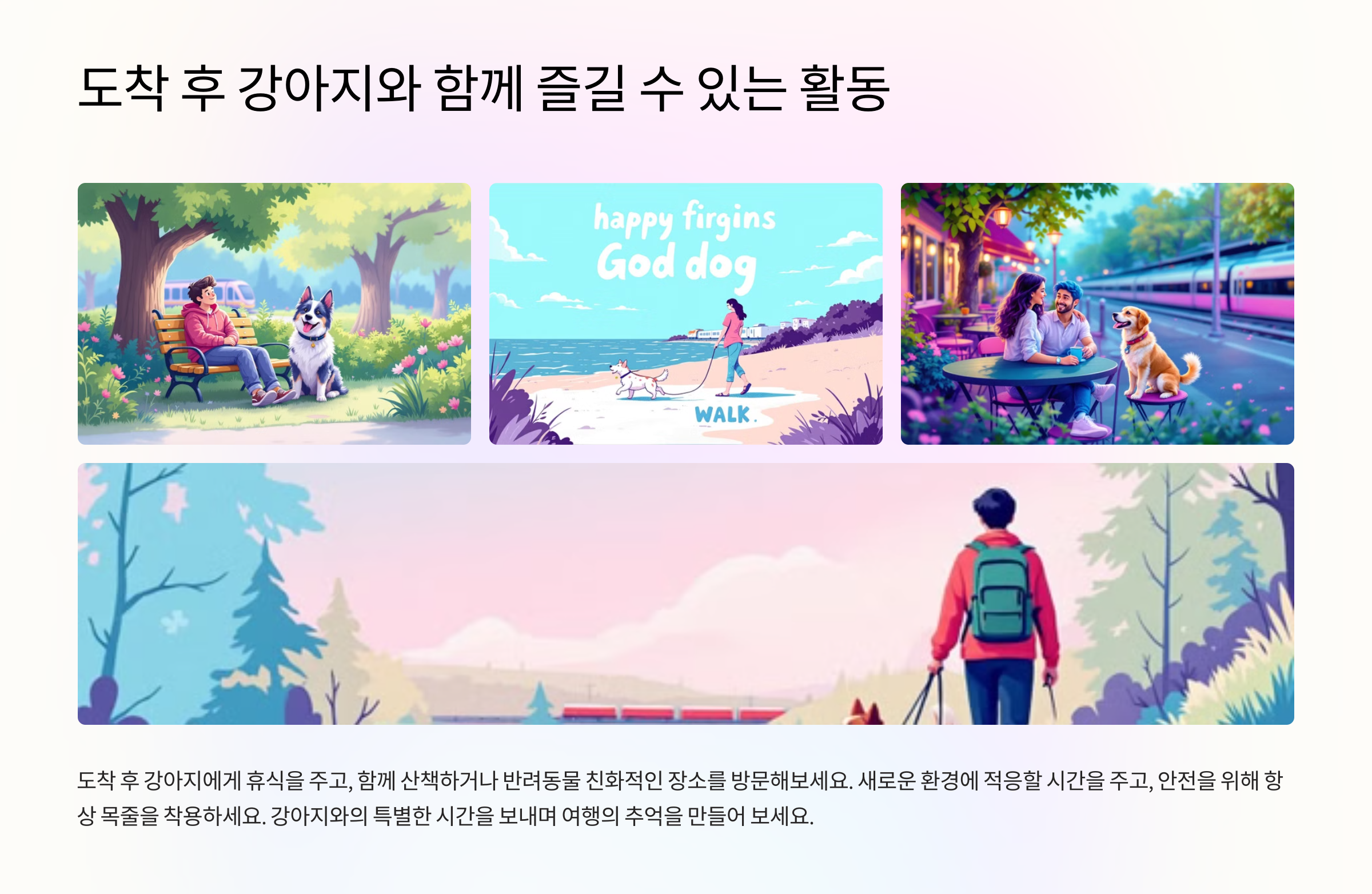 도착 후 강아지와 함께 즐길 수 있는 활동