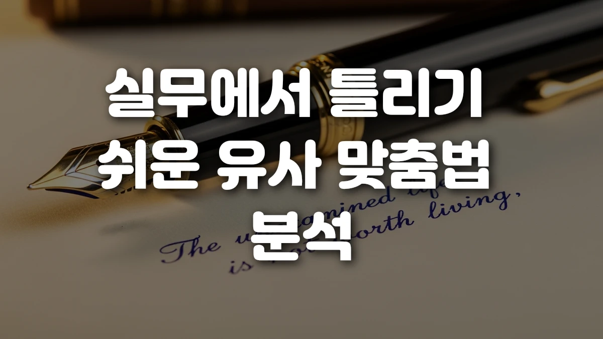 실무에서 틀리기 쉬운 유사 맞춤법 분석