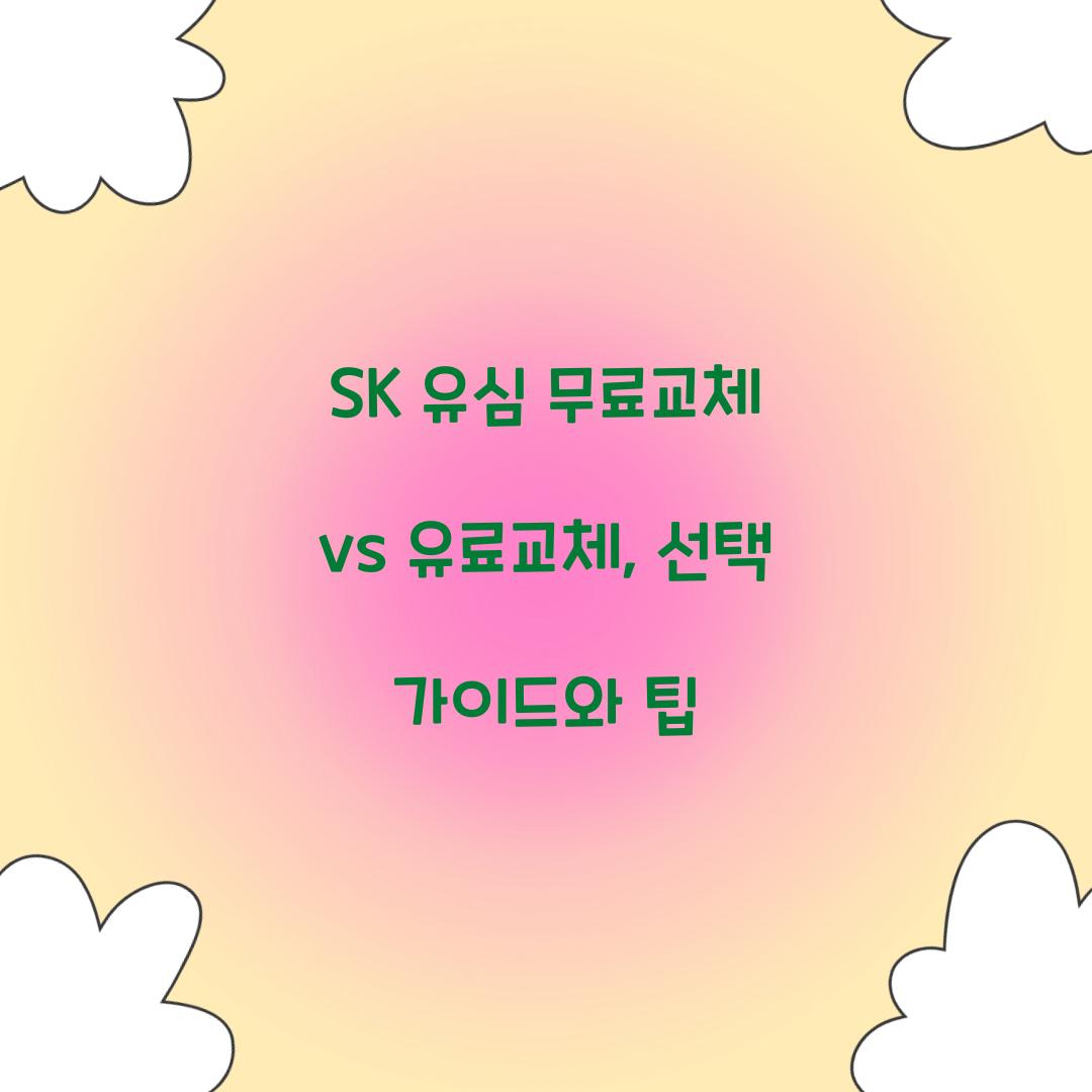 SK 유심 무료교체 vs 유료교체: 차이점과 선택 기준