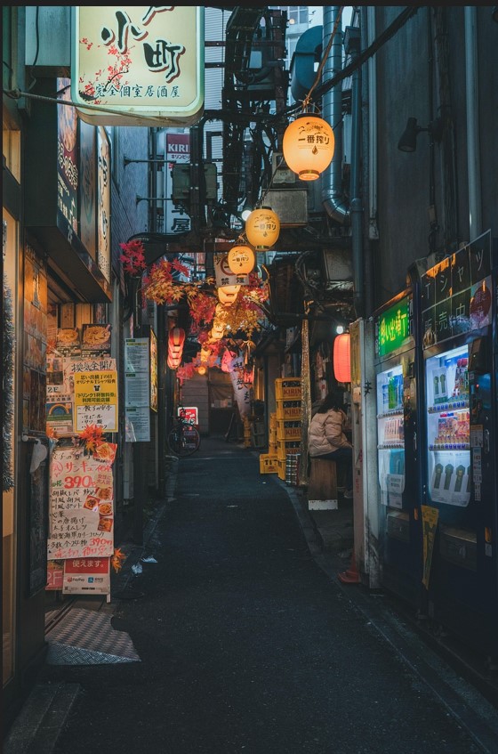 일본의 맛집 거리 풍경 사진