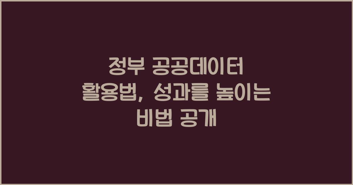 정부 공공데이터 활용법