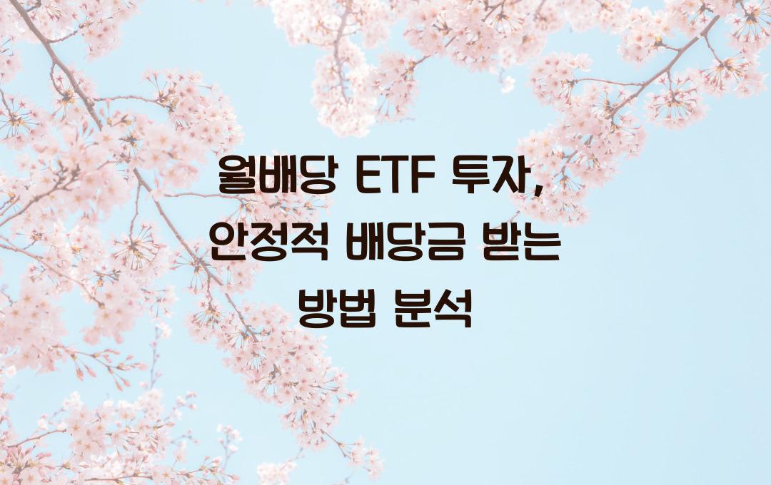 월배당 ETF 투자, 배당금을 꾸준히 받을 수 있는 종목 분석