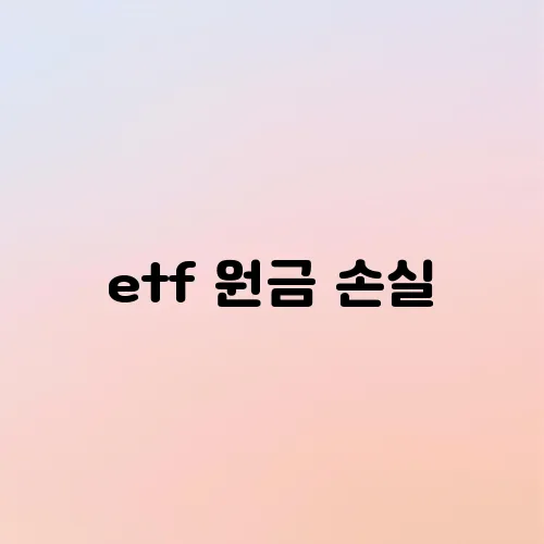 etf 원금 손실