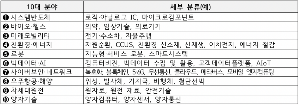 스타트업 10대 초격차 분야