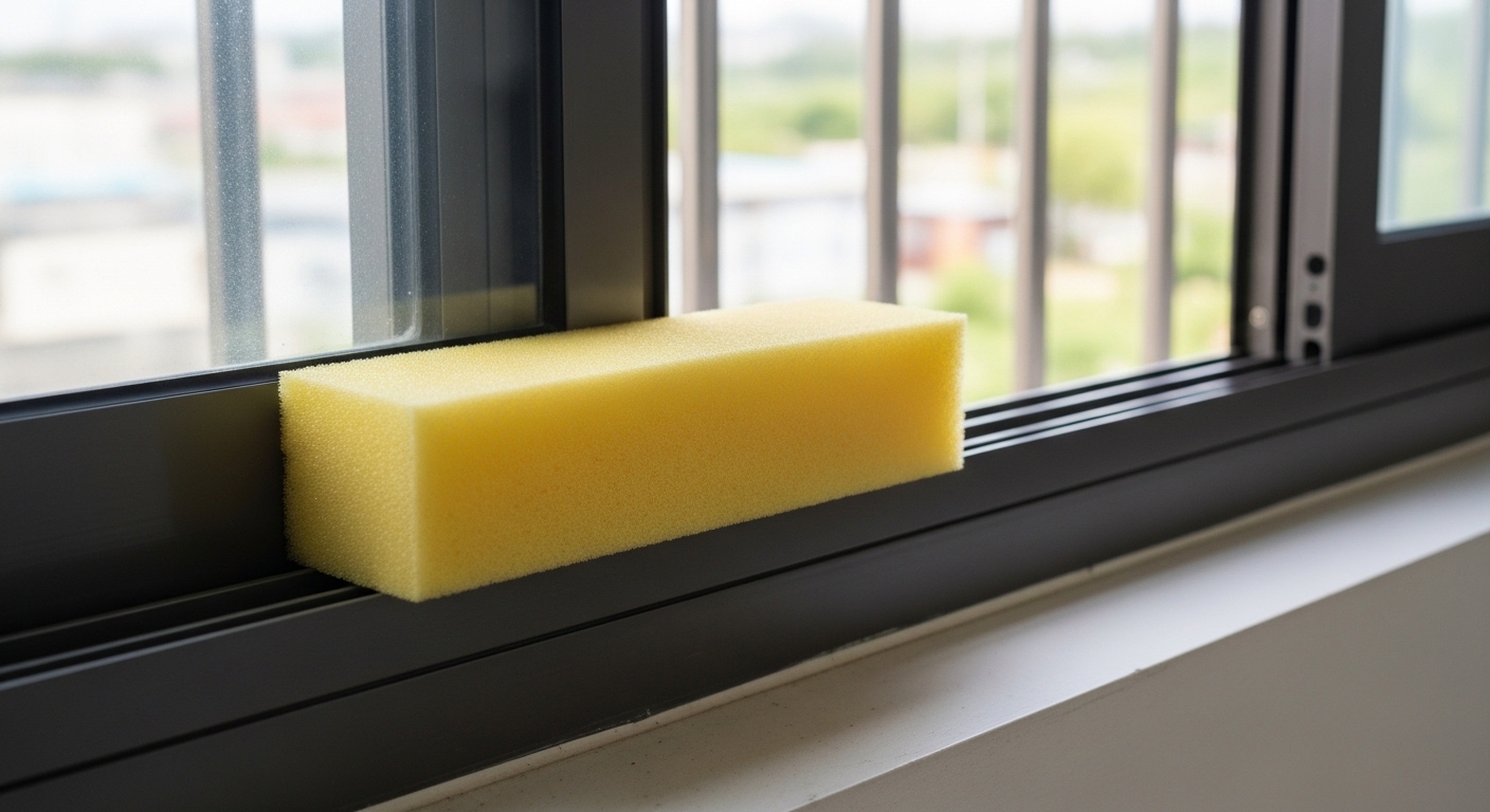 식초물을 적신 신문지와 나무젓가락을 활용해 창틀 먼지를 청소하는 꿀팁