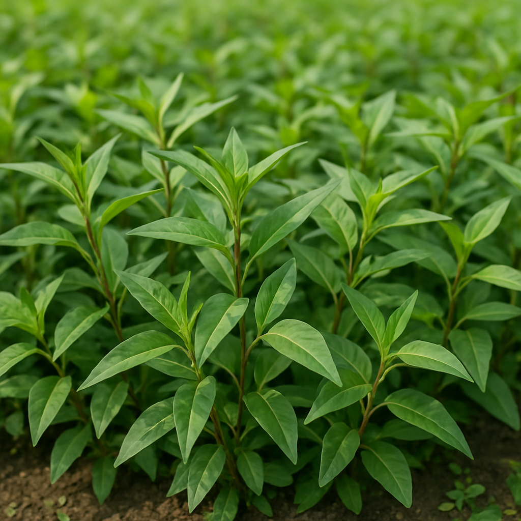 밭에서 자라고 있는 고마리 잎들