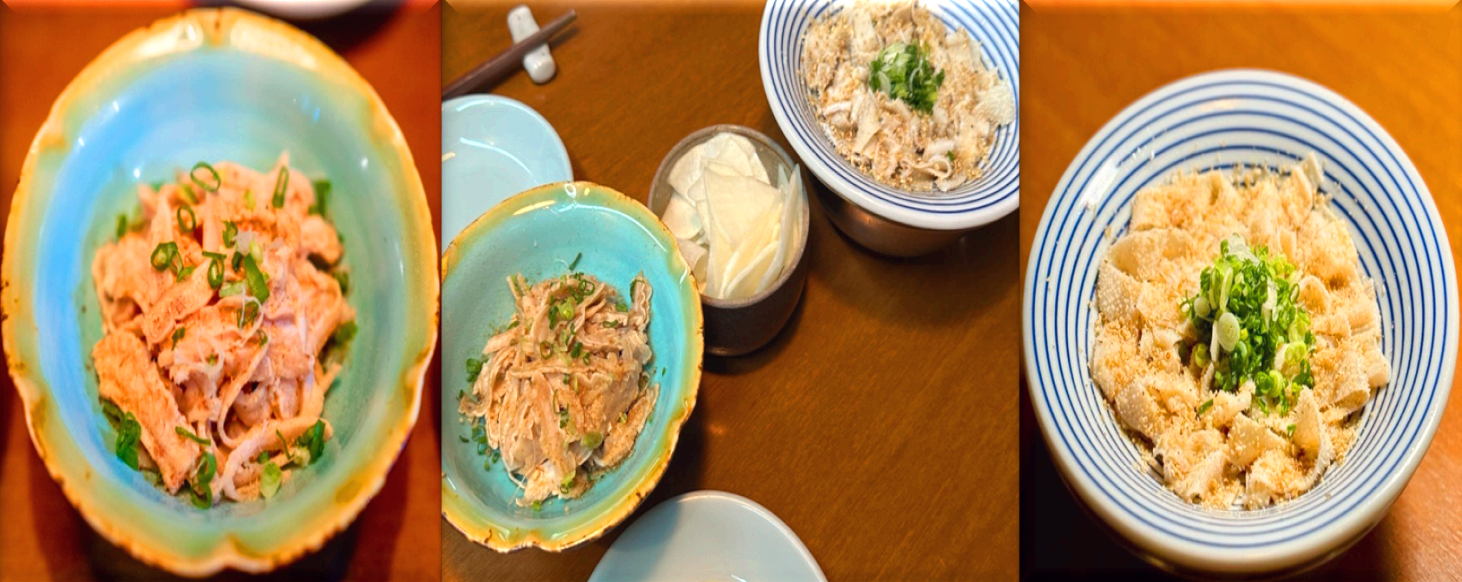 호루몬-오마카세-첫-번째-요리,-직장냉채와-천엽냉채