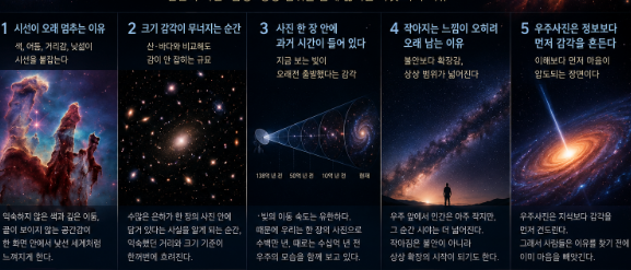 광활한 운하와 성운 사이에서 인간의 시선과 상상 범위가 끝없이 확장되는 분위기