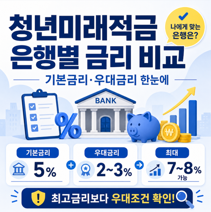 청년미래적금 은행별 금리 비교 우대금리 우대조건 확인