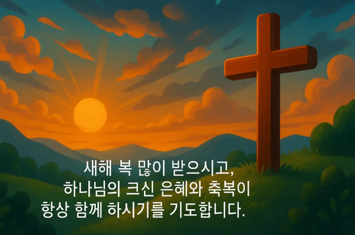 지인 친구 2026 기독교 새해 인사말-십자가 떠오르는 해