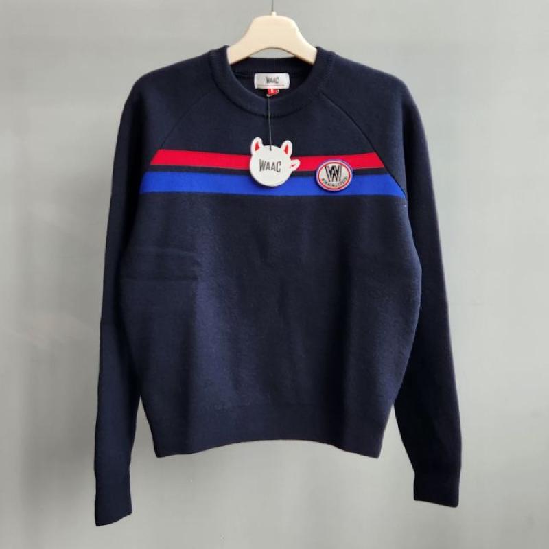 WAAC 왁 간절기 골프 남성 와펜 니트 집업 하이넥 스웨터 S-22751NYD