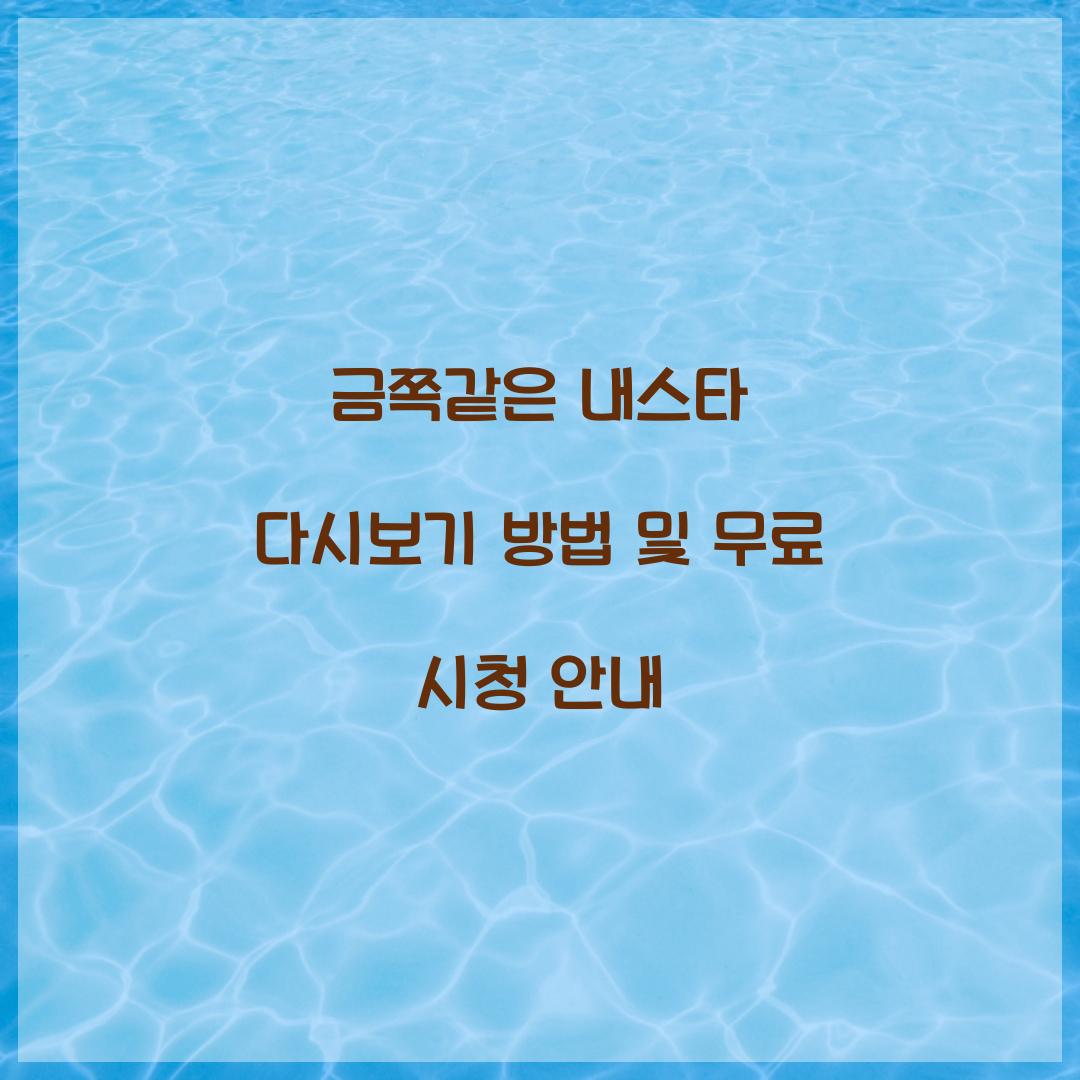금쪽같은 내스타 다시보기