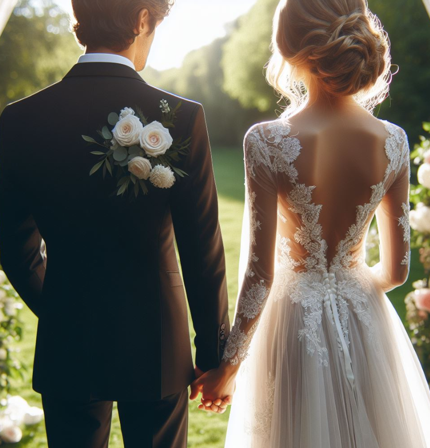 신혼부부 뒷모습