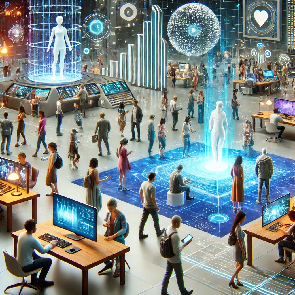 가상 아바타들이 활동하는 미래형 메타버스 환경