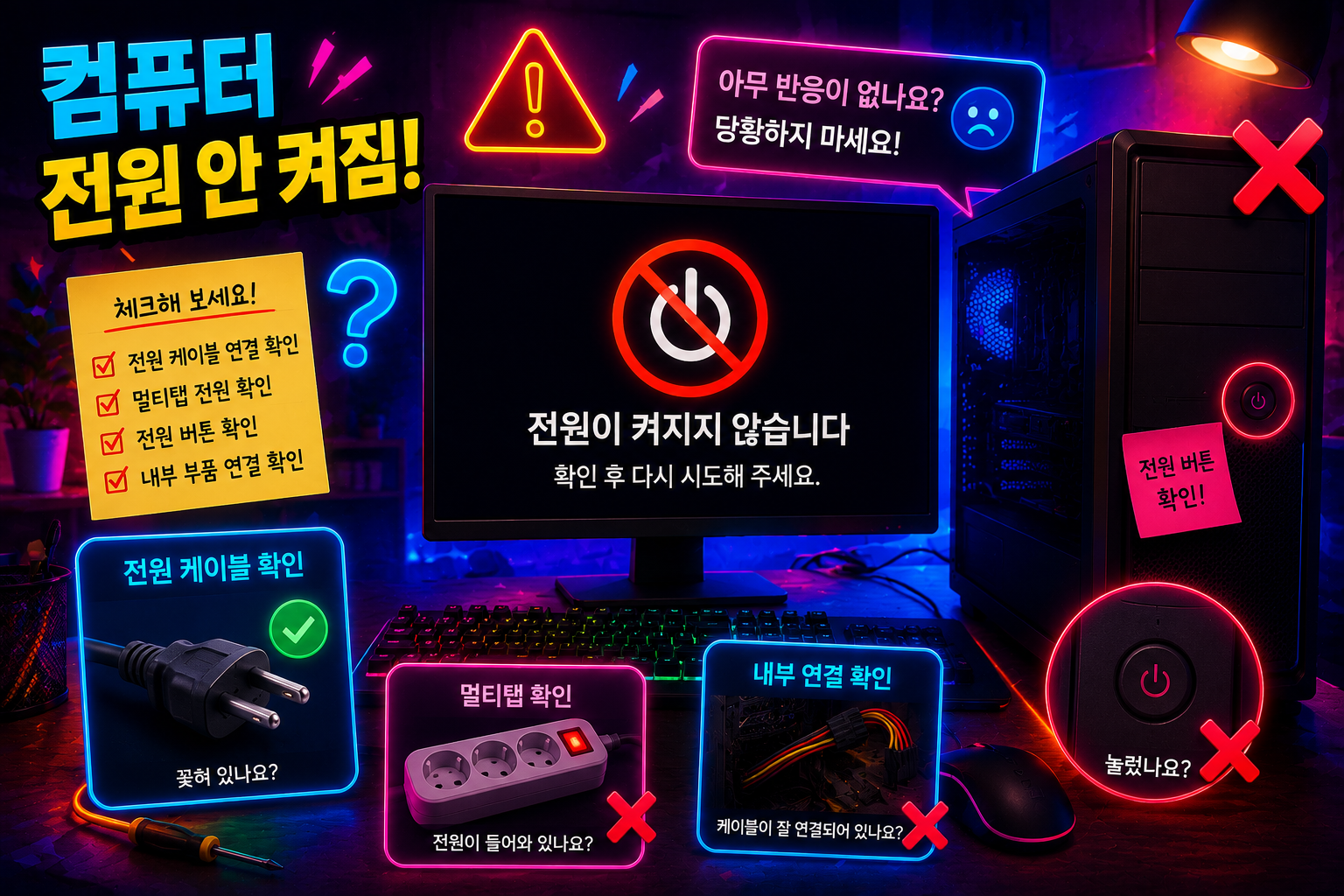 컴퓨터 전원 안켜짐