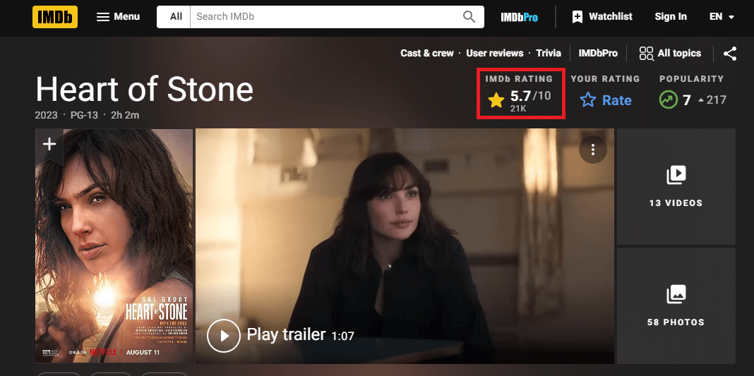 imdb.com 평점 스크린 샷