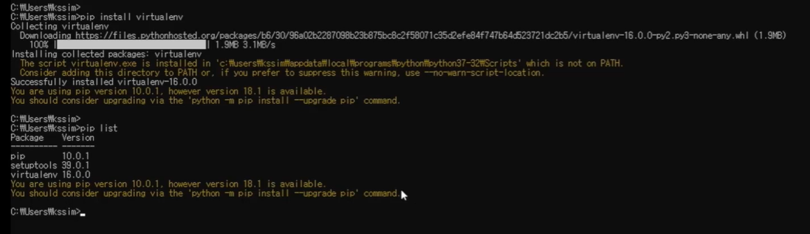 pip install virtualenv