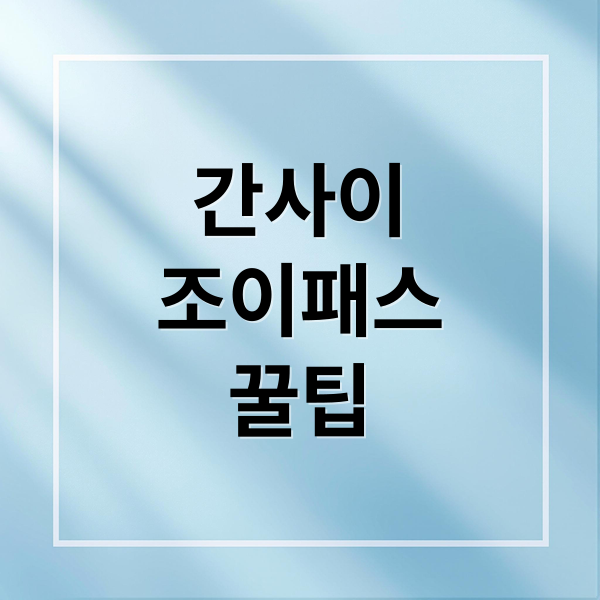 간사이 조이패스 완벽 가이드