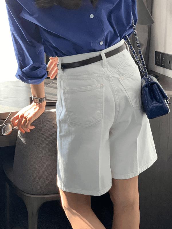 보이 레직기 하이웨스트 코튼 5부 반바지 팬츠