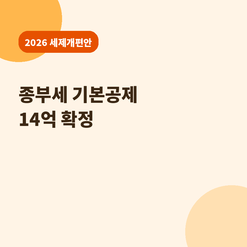 2026 세제개편안 종부세 기본공제 14억 확정 썸네일
