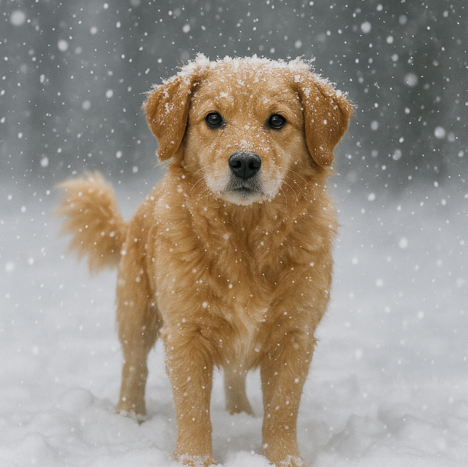눈 속에 강아지 사진