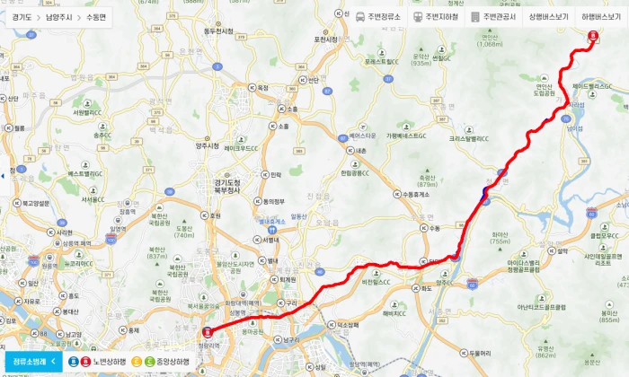 가평-직행좌석버스-1330-3번-버스-경유지-노선도