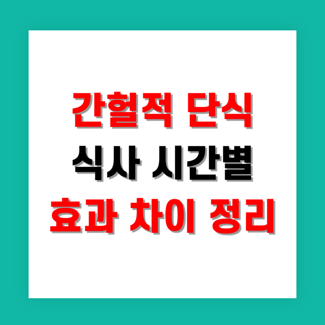 간헐적 단식 식사 시간별 효과 차이 총정리