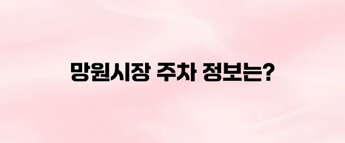 망원시장 주차장 위치·요금·이용 팁 총정리 (주차 걱정 끝!)