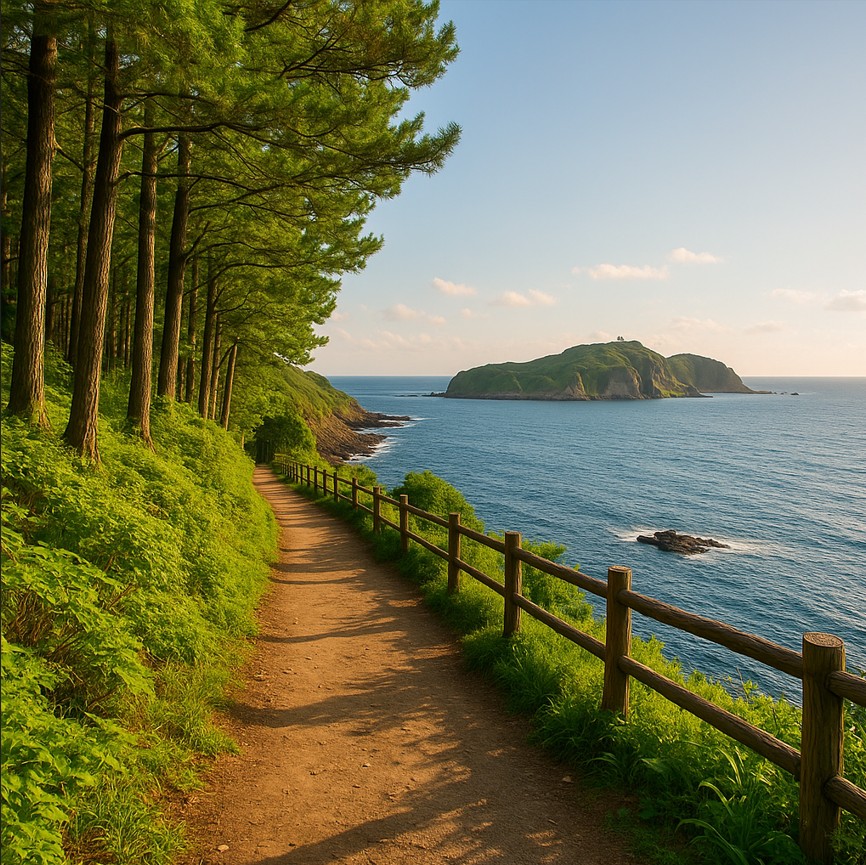 제주도에서 강이 보이는 풍경사진